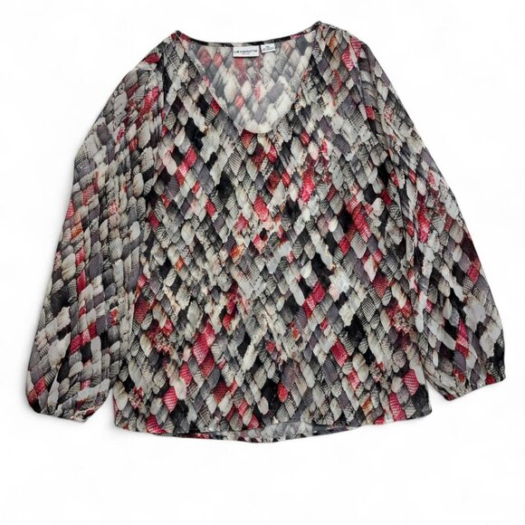 Liz Claiborne Tops - Liz Claiborne Petite Snake Print Sheer Long Sleeve Top Size PXL